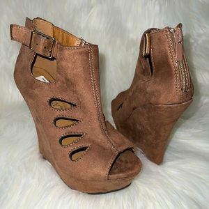 Light Brown Suede Wedge Heels